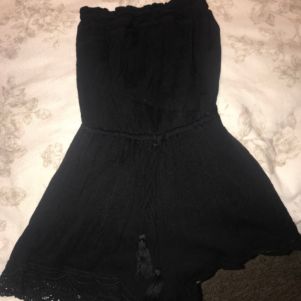 Black strapless romper